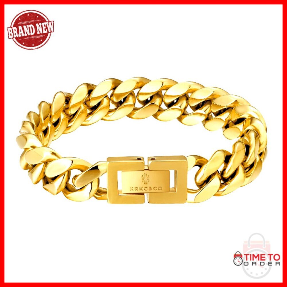 Men's 12mm Cuban Link Bracelet, Stainless Steel, Iced Out CZ, Gift